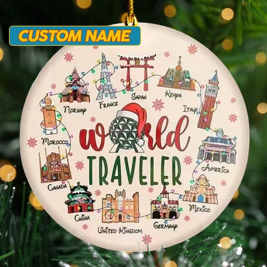 Discover World Traveler Ceramic Christmas Ornament, World Traveler 2024 Christmas Tree Decor, Xmas Keepsake, Christmas Trip Gift For Kid