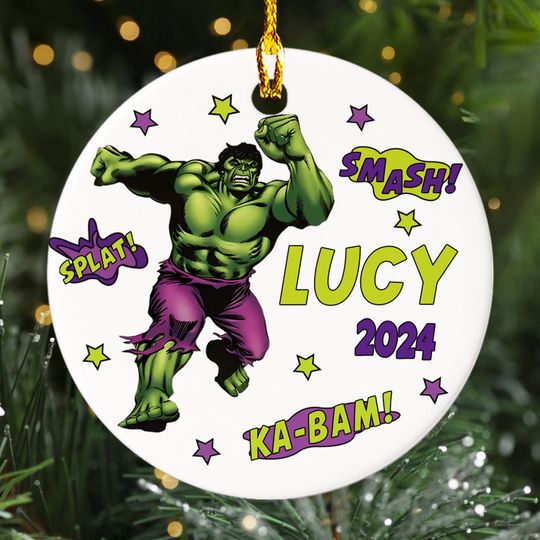 Discover Personalized Green Giant Christmas Ornament, Custom Green Hero 2024 Christmas Tree Decor, Superhero Christmas Gift For Kid