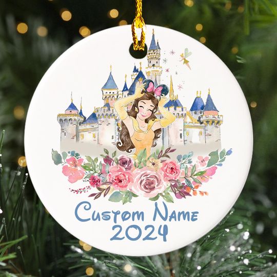 Discover Personalized Princess Christmas Ornament, Cute Princess Girl Customized 2024 Christmas Tree Decor, Princess Castle Christmas Gift For Kid