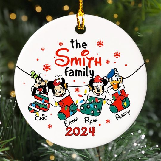 Discover Personalized Ornament Cute Mouse And His Friend, US Cartoon Movie Xmas Ornament Fan Gift, Customized 2024 Christmas Tree Decor Gift For Kid
