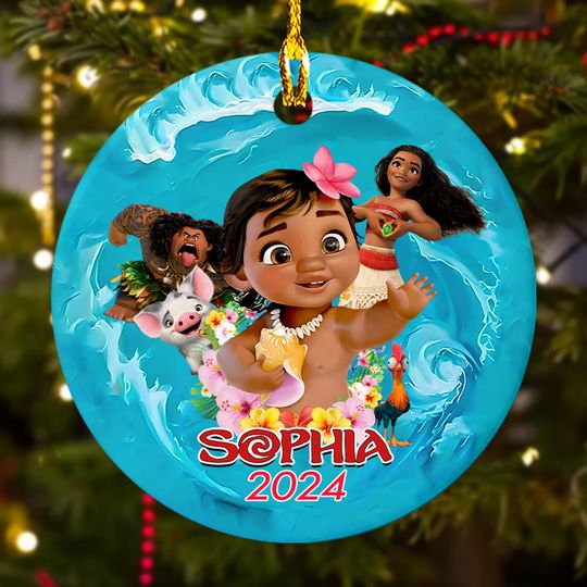 Discover Personalized Ornament Cute Princess And Her Friend, Animation Movie Xmas Ornament Gift, Customized 2024 Christmas Tree Decor Gift For Kid