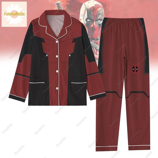 Halloween Deadpool Pajamas Set, Deadpool Costume Cosplay, Deadpool 3 Movie Pajamas, Wolverine Pajamas, Superhero Characters Costume