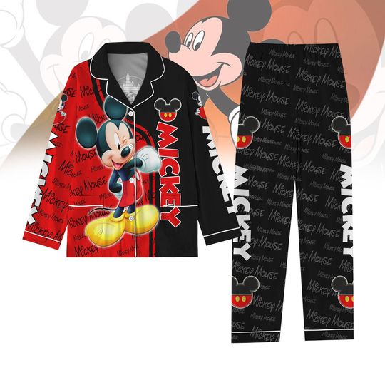 Discover Mickey Mouse Pajamas Set, Disney Long Sleeve Pyjamas, Movie Characters Pajamas For Party, Magic Kingdom Shirt, Cute Cartoon Gift