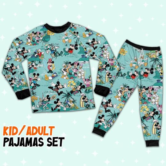 Discover Disney Retro Mickey Friends Summer Pajamas Set, Disney Matching Pajamas, Mickey and friends Pajamas, Disney Birthday Gift