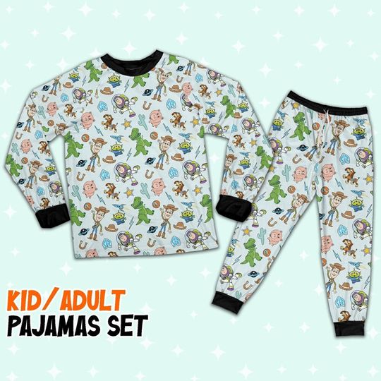 Disney Toy Story Icon Texture Pajamas Set, Disney Toy Story Pajamas, Woody And Friends Pajamas, Disney Character pjm