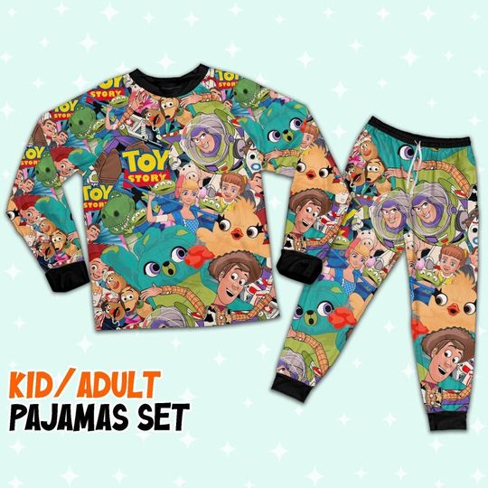 Disney Toy Story Seamless Tropical Style Pajamas Set, Disney Toy Story Pajamas, Woody And Friends Cute Pajamas, Disney Character pjm