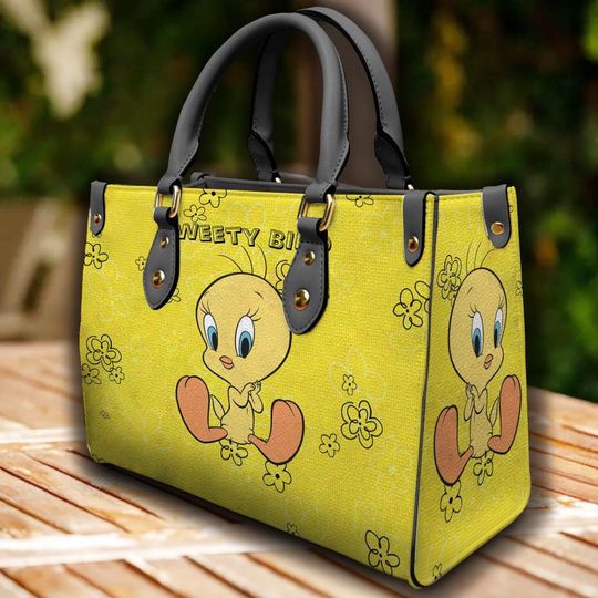 Discover Tweety Bird Leather Handbag, Tweety Cartoon Bag, Bag Gift, Travel Bag
