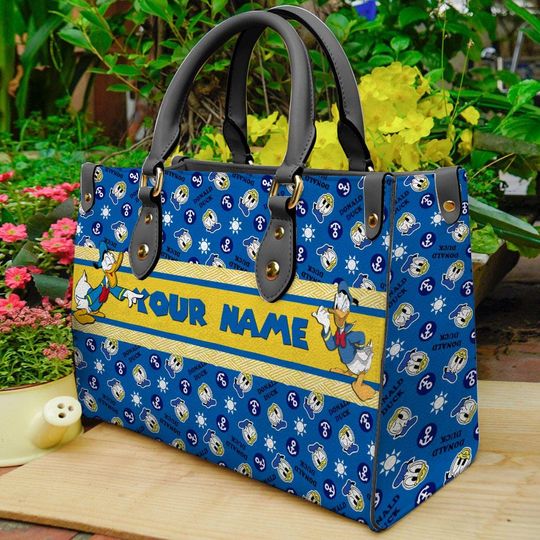 Discover Donald Duck Leather Handbag, Donald Duck Bag, Leather Shoulder Bag/Purse/Lunch Bag, Bag Gift, Travel Bag