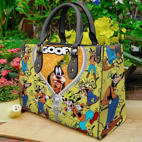 Discover Goofy Dog Leather Handbag, Goofy Cartoon Angel Bag, Leather Shoulder Bag