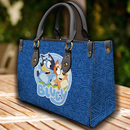 BlueyDad Leather Handbag, BlueyDad Pattern Bag, Travel Bag