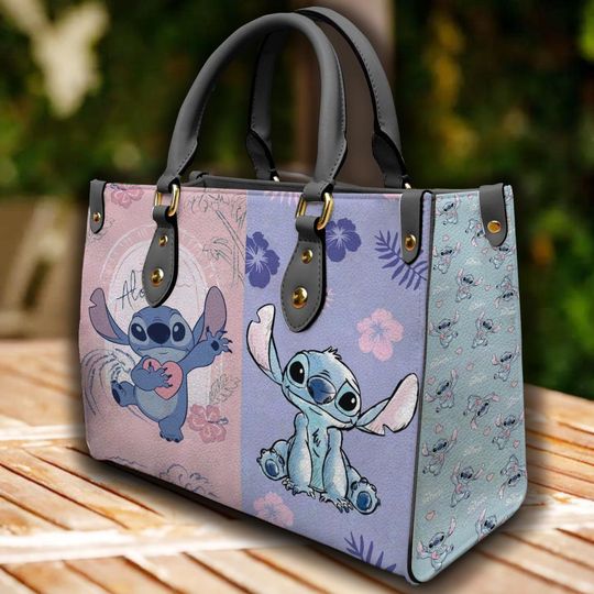 Discover Vintage Stitch Leather Handbag, Blue Stitch Pattern Bag, Travel Bag