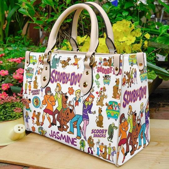 Scooby Doo Pattern Leather Handbag, Scooby Dog Bag, Travel Bag