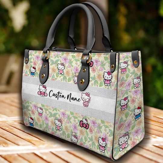 Hello Kitty Flower Leather Handbag, Hello Kitty Pattern Bag, Travel Bag