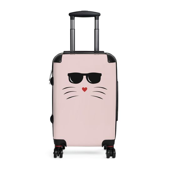 Kitty Cat Luggage Spinner Wheels, Hard Shell Suitcase 1, 2 or 3 pieces, Girl Carry-On, Woman Weekend Cabin Bag, Modern Design, Teen Travel