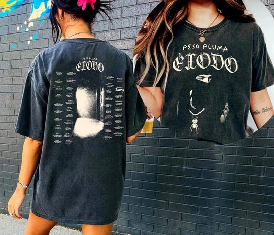 Discover Peso Pluma 2 Sides Shirt, Retro Peso Pluma Music Album Shirt, Peso Pluma Exodo Tour Shirt, Fans Gift 2024 Tour