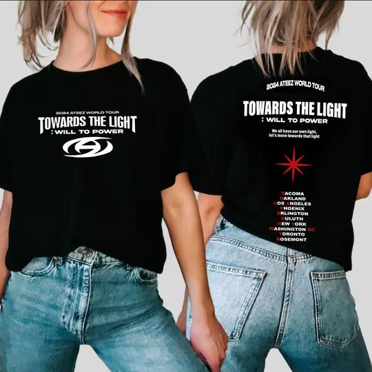 Ateez Towards The Light: Will To Power World Tour T-shirt, Ateez Silver Foil Shirt, Ateez World Tour 2024 Shirt, ATEEZ Graphic Tee Hoodie