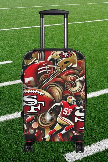 Sturdy and stylish 49ers Football travel suitcase, designed for optimal storage with spinner wheels and retractable handle