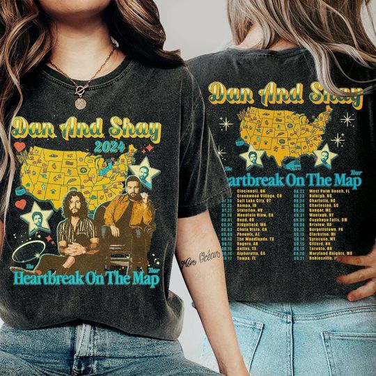 Discover Dan And Shay Retro 90s 2 Sides Shirt, Vintage Heartbreak On The Map Tour Gift Shirt