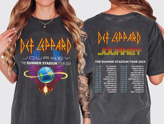 Discover Def-Leppard And Journey Summer Stadium Tour 2024 Shirt, Journey Tour Comfort Colors Shirt, Western Shirt, Concert Shirt, Journey Fan Gifts