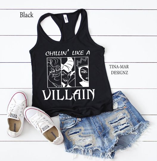 Discover Chillin Like A Villain(white Print) Tank Top\\Disney Halloween Tank Top