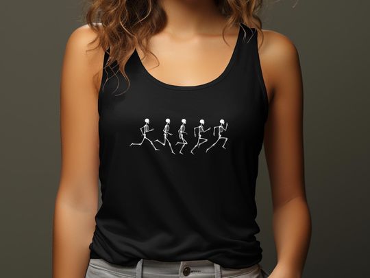 Discover Skeleton Running Halloween Run Tank Top, Racerback Tank Top, Funny Halloween Tank Top