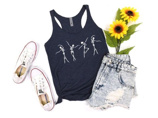 Discover Halloween Shirt, Halloween Skeleton Tank Top Shirt, Women's Racerback Tank Top