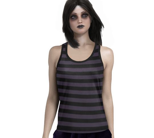 Discover Alternative Black and Purple Striped Racerback Vest top