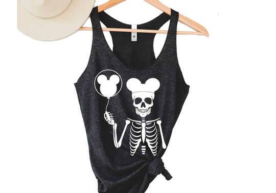 Discover Skeleton with Ears Adult Women's Tank Top ORIGINAL, Skeleton tank, Disney Skeleton