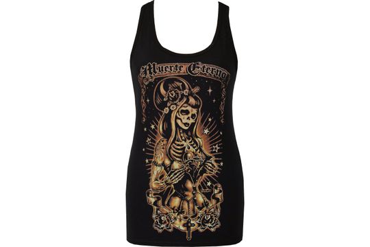 Discover Women's Day of the Dead Tank Top Muerte Eterno Sugar Skull Gothic Corset Horror