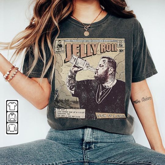 Jelly Roll Comic Shirt, 90S Vintage Book Art Ballads Of The Broken Tour Album Graphic Tee Unisex Gift
