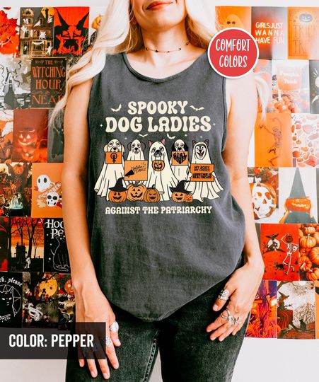 Discover Spooky Dog Ladies Against The Patriarchy Dog Halloween  Tank Top