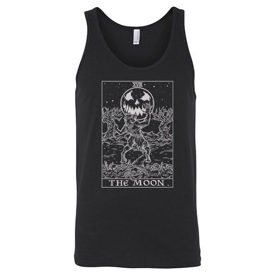 The Moon Tarot Card Tank Top Men Werewolf Halloween Tank Top Gothic Tank Tops