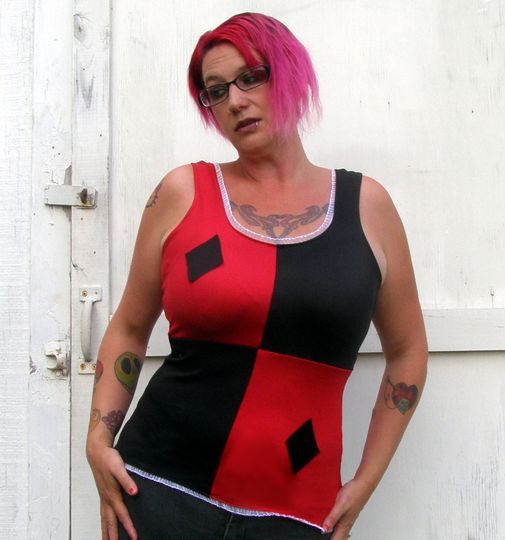 Harley Quinn  Halloween tank top costume Cosplay Arkham Shirt