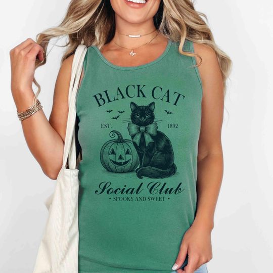 Discover Black Cat Soociial Clubb Tank Top Colors Tank Top Gender Neutral Garment-Dyed Tank Top