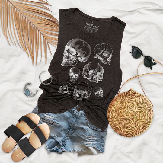 Discover Vintage Skull Design Flowy Festival Muscle Tank Top - VS16P