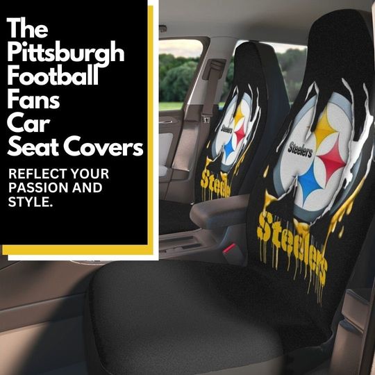 Discover Football Pittsburgh Car Seat Covers Drip Image Black & Gold Truck Seat Protectors Pittsburgh Football Gift Steeler Fan Gift for Him or Her