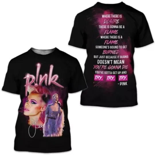 Discover Pink Singer 2024 World Tour 3D T-Shirt