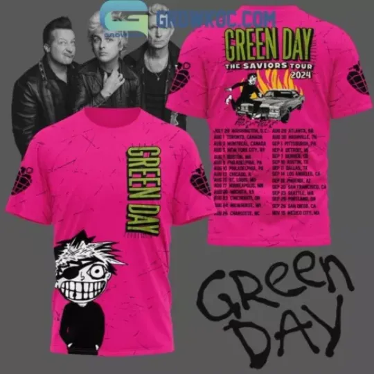 Discover The Saviours Tour 2024 Of Green Day Band Celebration 3D T-Shirt For Men Women