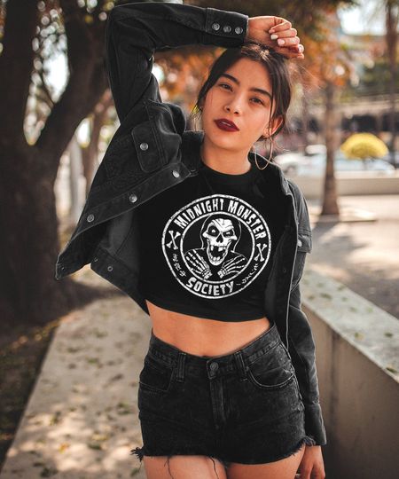 Discover Midnight Monster Society, Skeleton Fiend Crop Top