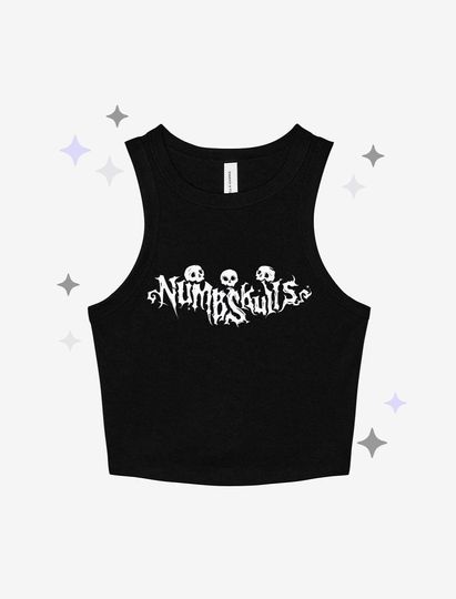 Discover Numbskulls Racer Tank | SNUG FIT | Cute Goth Skull Grunge Graphic Crop Tank Top