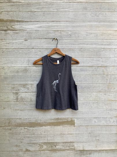 Discover Ostrich Skeleton Crop Top, Festival Top, Summer Tank, Yoga Tank, Goth Top