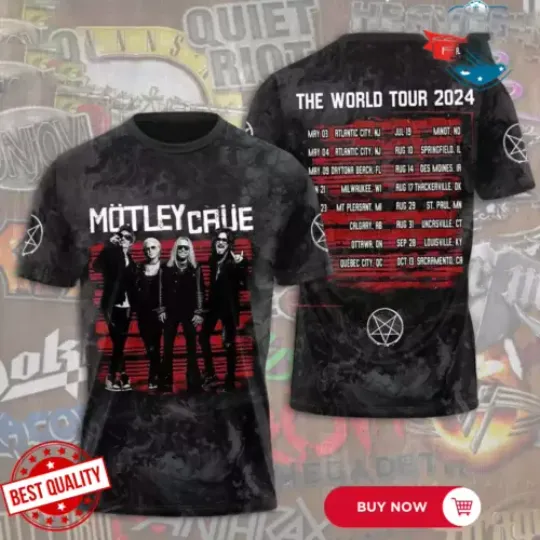 Discover Motley Crue The World Tour 2024 3D T-Shirt
