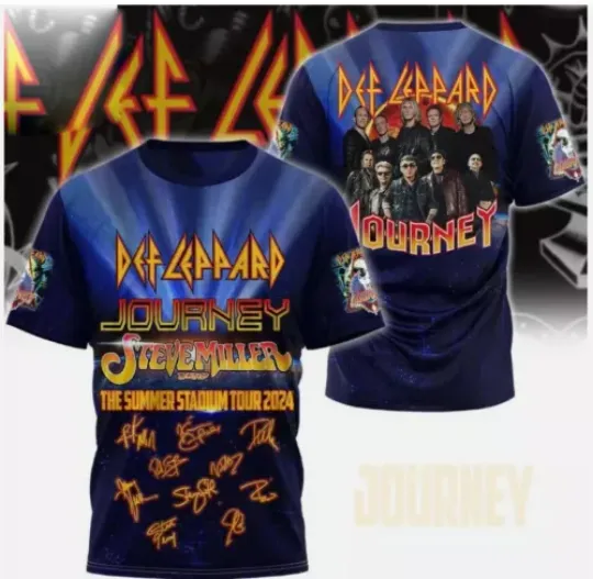 Def Leppard Journey Steve Miller Band The Summer Stadium Tour 2024 3D T-Shirt