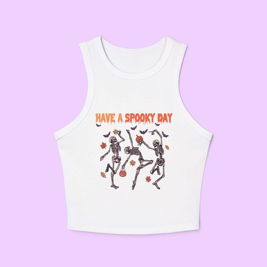 Dancing Skeleton Rib Racer Tank | SNUG FIT | Cute Goth Retro Graphic  Crop Tank  Top