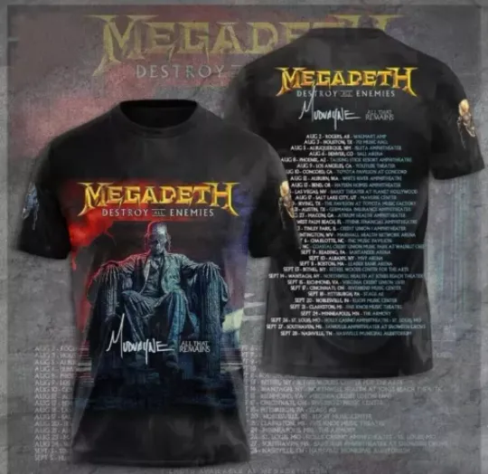 Megadeth Announces Destroy Destruction All Enemies Tour 2024 T-Shirt Men Women