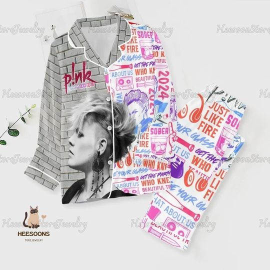 Discover P!nk Pink Singer Pajamas Set, Pink Summer Carnival 2024 Tour Shirt, Pink Fan Women Pajamas, Trustfall Album Pajamas, Pink Concert Gift