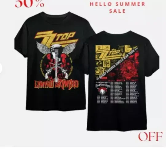 Zz Top 2024 Tour Lynyrd Skynyrd T-Shirt  Gift Fans.