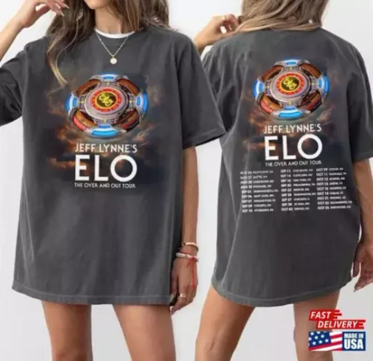 Discover Jeff Lynne's ELO The Over and Out Tour 2024 Unisex T-shirt For Men Women