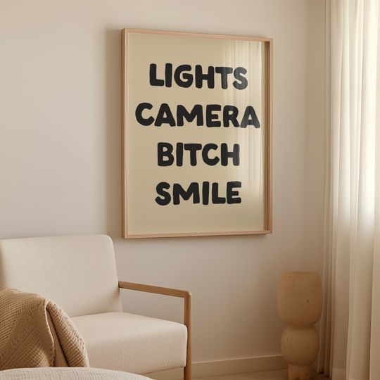 Discover Lights Camera Smile Bitch Print | Music Wall Art | TTPD Print | Aesthetic Print | Bedroom Decor | Girly Print | Quote Print