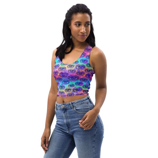 Discover Evil Eye Crop Tank Top, Psychedelic Psilo Top, Festival & Rave, Witchy Occult